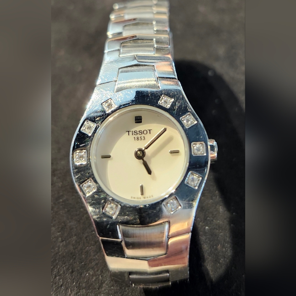 Tissot stainless steel and diamond watch